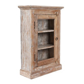 Indian Hand Carved Glass Door Solid Wood Small Cabinet D20